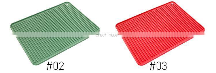 Kitchen use drain pad heat resistant cooking pot holder rectangular PVC dish drying mat