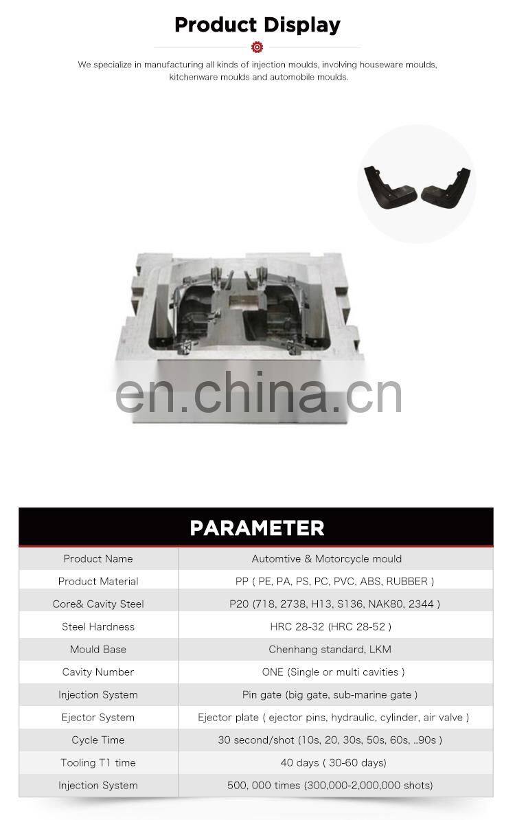 Custom taizhou auto parts plastic injection car mud flaps tool mould
