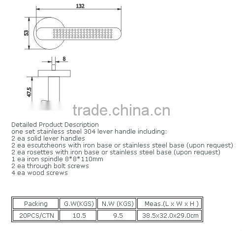 LH011:Trust Stainless Steel Solid Lever Handle with Escutcheon