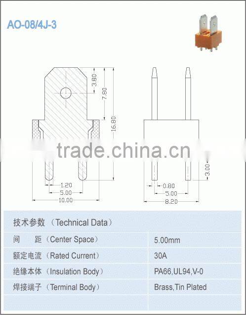 pitch 5.00 x 5.00mmTerminal accessory brass terminal rated current 30A