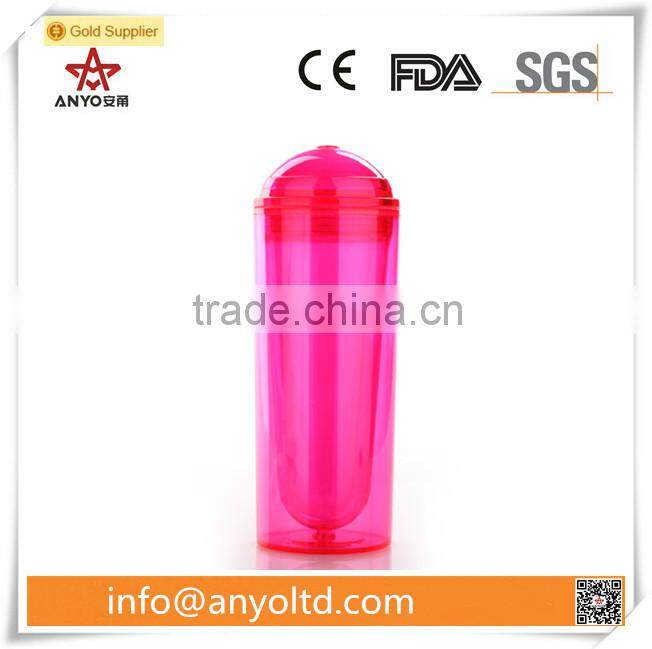 Double wall with straw BPA free juice bottle