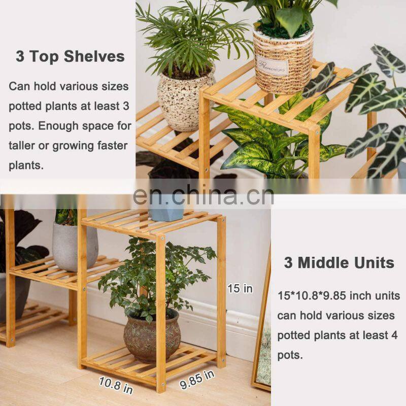 Bamboo 6 Tier Plant Stand Rack Multiple Flower Pot Holder Shelf Indoor Outdoor Planter Display Shelving Unit for Patio Garden