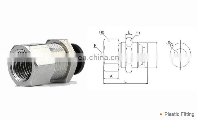 PMF Plastic Bulkhead Fitting Air Automatic Pneumatic PU Tube Fittings