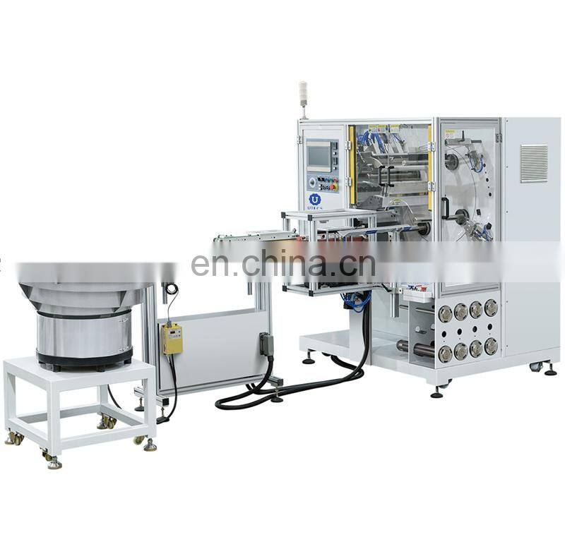 UR320S Automatic Non-stop 4 Rotary Spindle Adhesive Sticker Label Turret Rewinder Machine with Automatic Paper Core Feeder