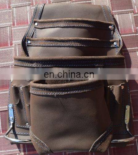 Brown Electrician Tool Bag Silver Green RISING STAR Leather Electrician Tool Pouch Bag