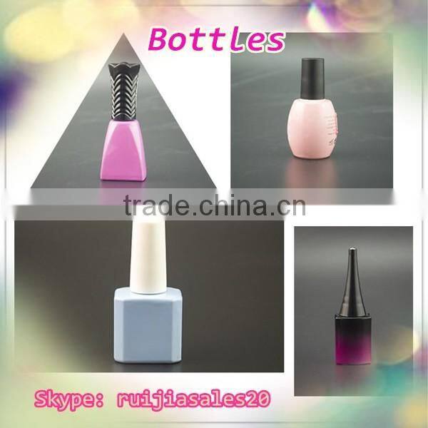Free Sample! wholesale 2016 trendy design custom made electroplated uv gel 13ml empty glass nail polish bottles with cap brush