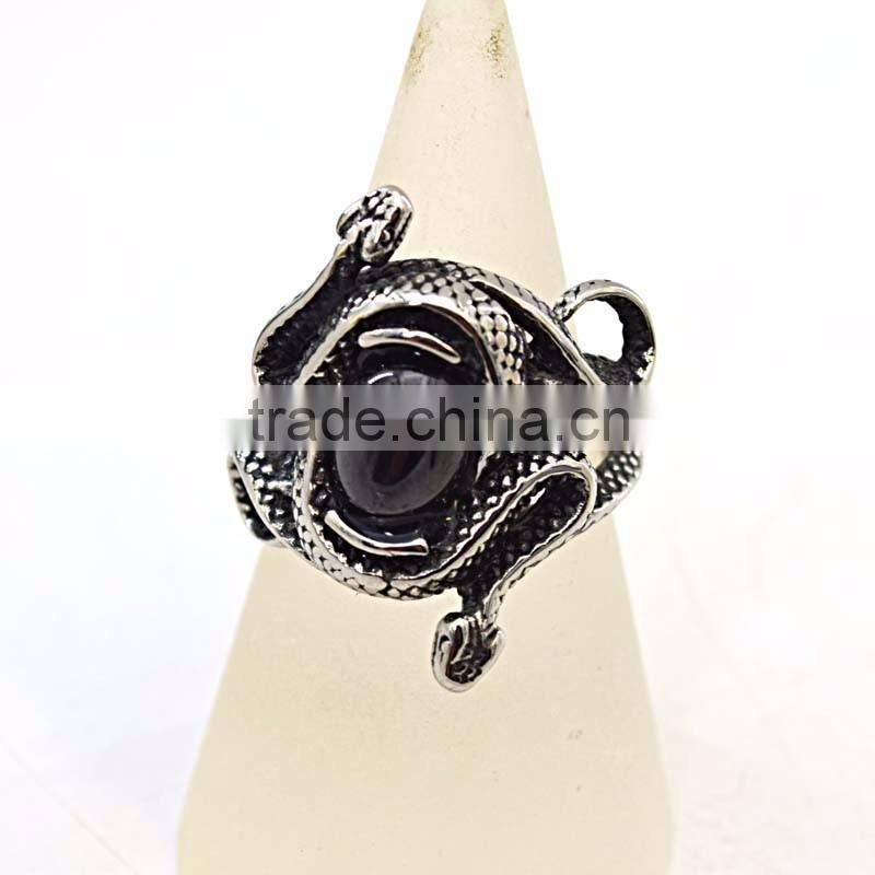stainless steel big eye snake ring men's punk rock jewelry ring