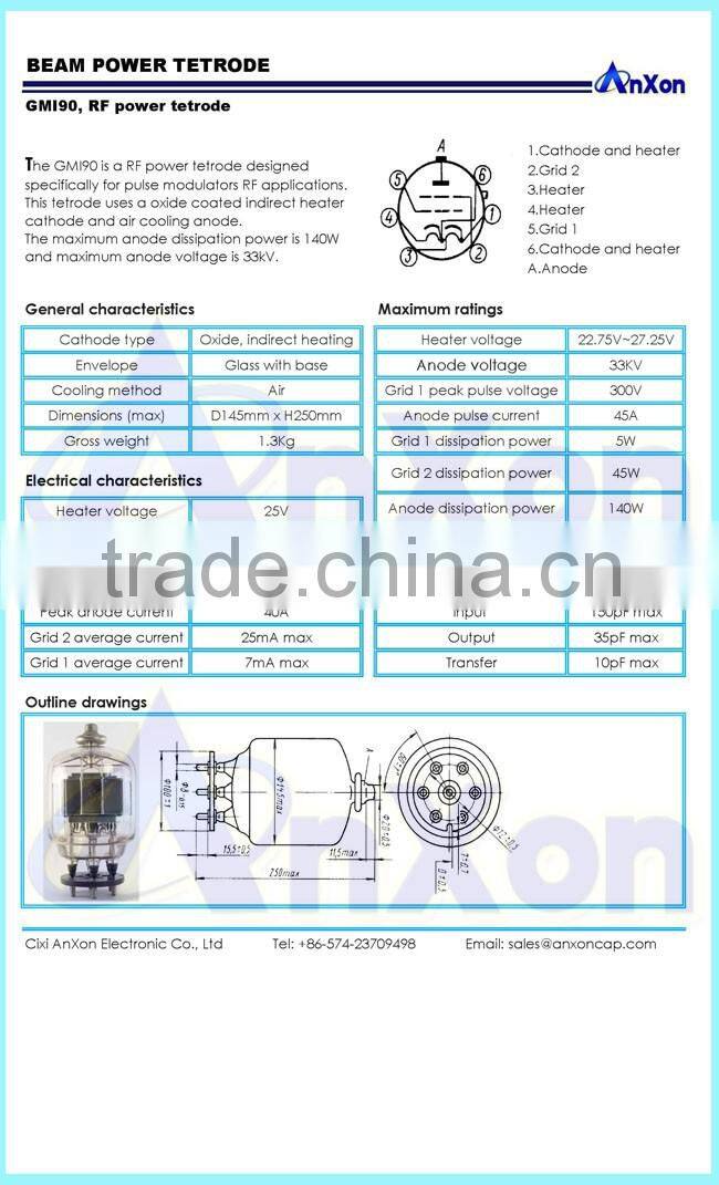 New & Original Pulse Modulator Tube RF Power Lamp TM90