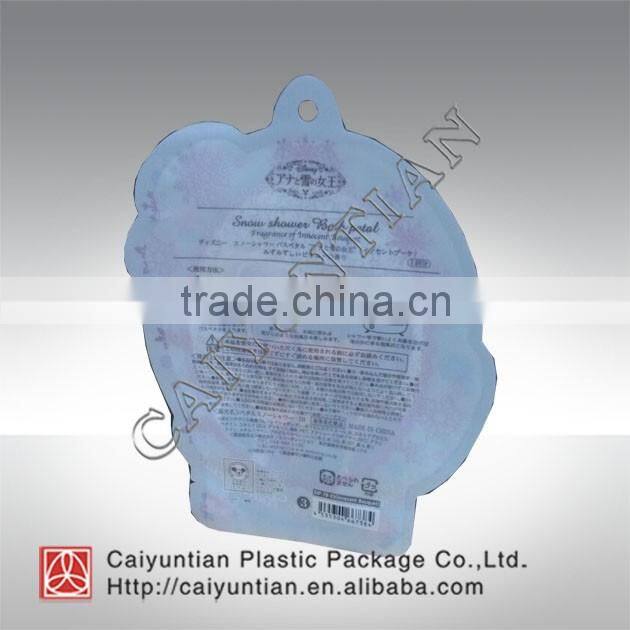 Special shape plastic packing bag for bath goods