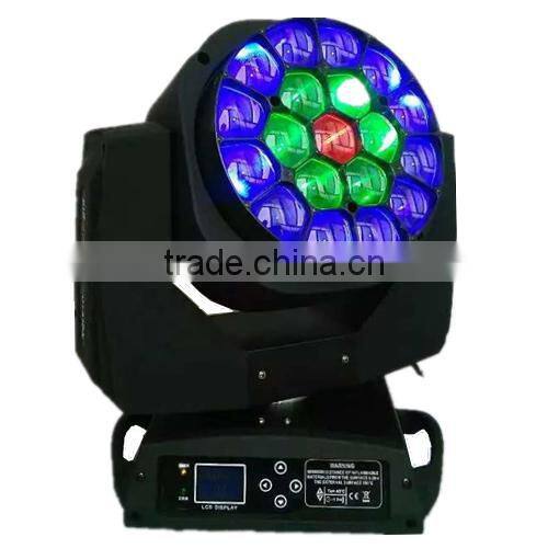big eyes bee eye moving head light RGBW 4in1 Zoom Beam Effect Led Lighting Stage New 19pcs 15watt