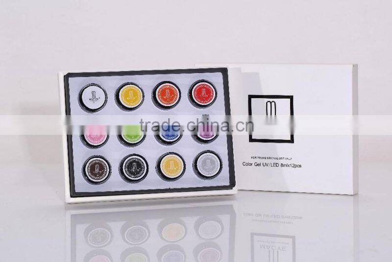 Soak off nail painting gel/uv led nail gel polish, 8ml/bottle 12 colors painting gel