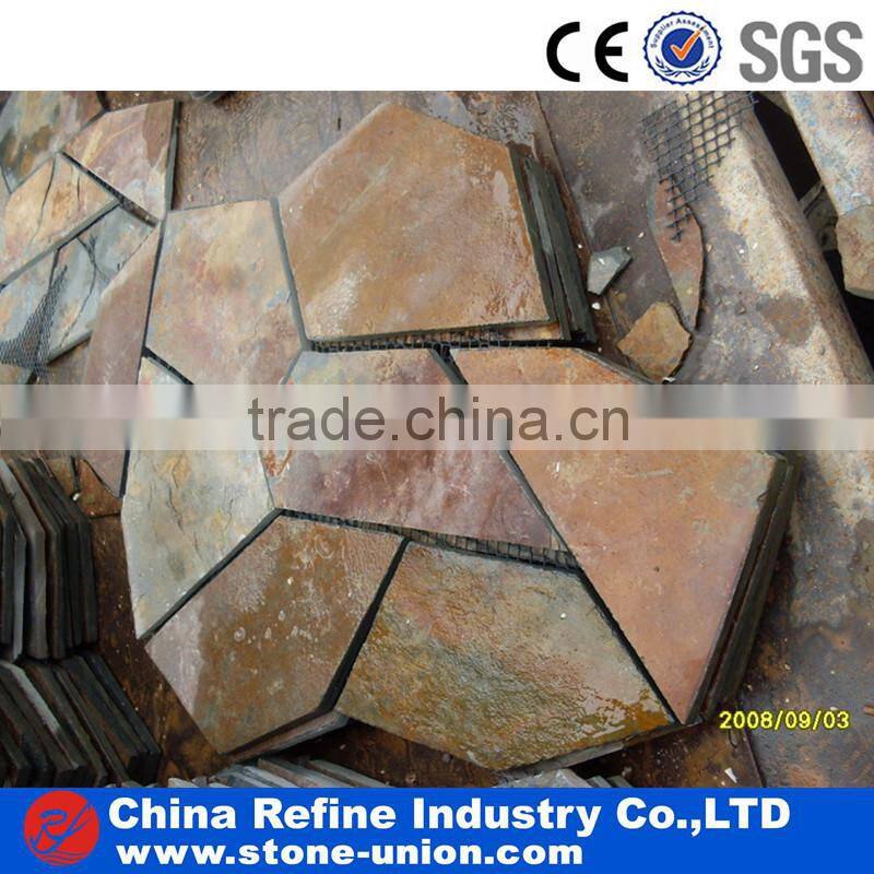 Beige slate decorated tiles