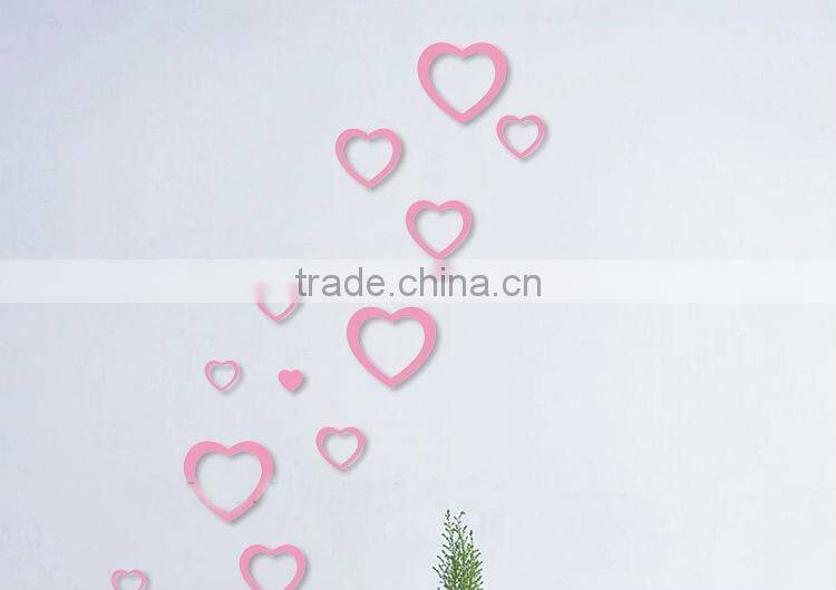 Acrylic Heart-shaped wall stickers/PMMA Wall decoration/Crystal-dimensional wall stickers