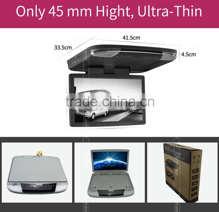 Digital screen 15.6 inch roof mount bus monitor supported USB/SD/TV/IR/FM/Wireless game