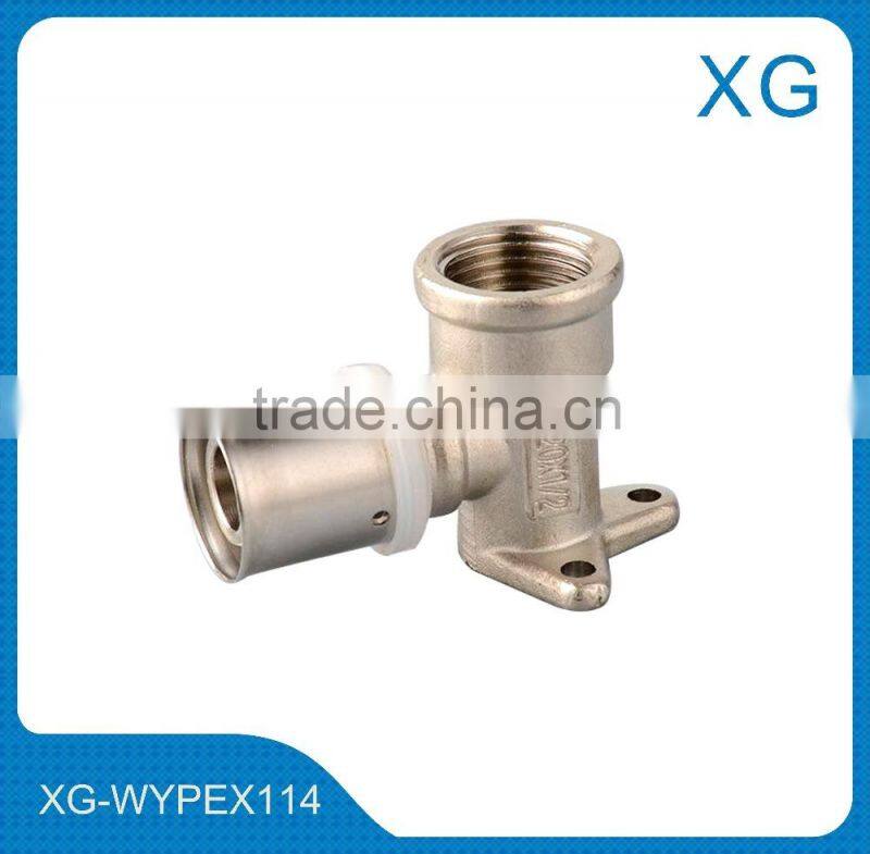 PE/PEX fittings brass fittings male female elbow with seat/Gas pipe compression elbow with plate