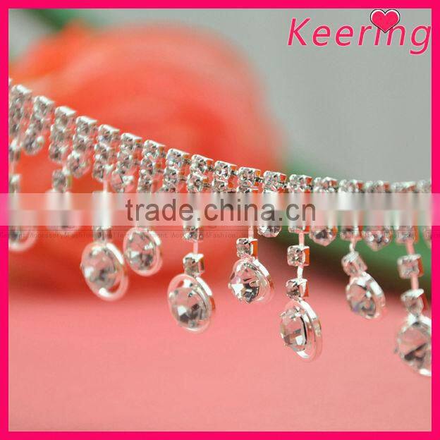 wholesale Blingbling rhinestone crystal trim chain jewelry bridal accessory for head/neck embellishment WRC-211