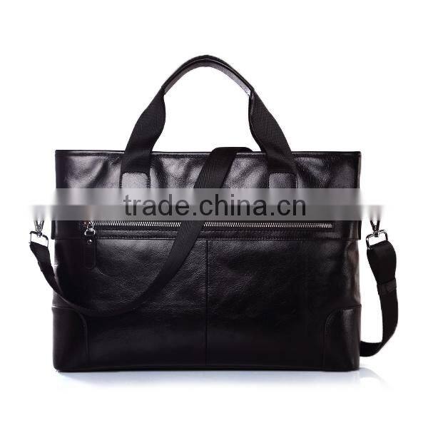 High-end oil wax cow leather tote clutch bag for middle-aged gentlemen dual bag