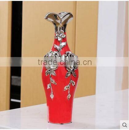 hand made rose ceramic silver wedding vases wholesale for home deco