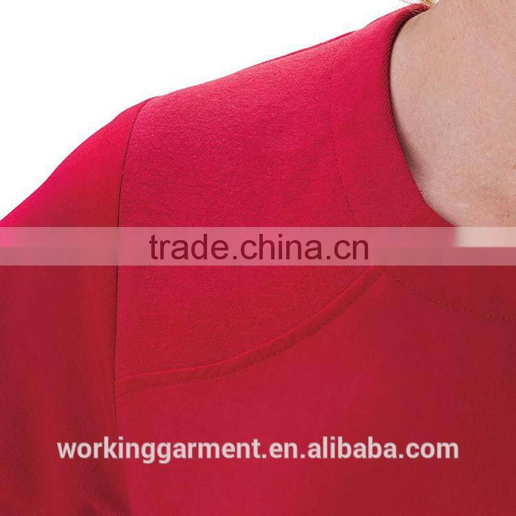 Wholesale OEM Classic Women's 6 Pocket Jewel Neck Solid Scrub/Nurse Uniform/Medical Scrubs /Hospital Uniform Top