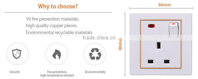 Good design bristh 3 pin wall sockets