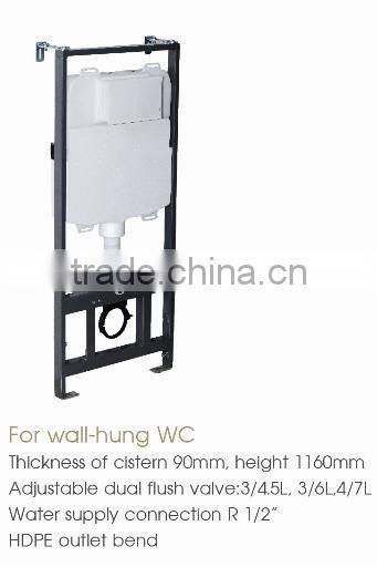 Push button for mechanical slim concealed flushing cistern for wall-hung WC toilet