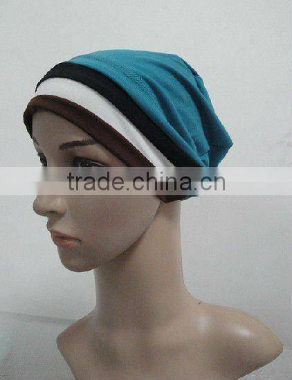 C004 new muslim underscarf with 3 lines,cotton underscarf and hats