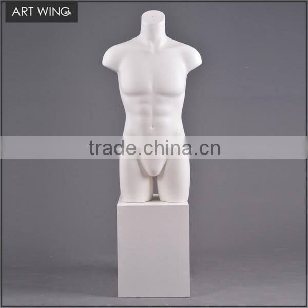 sexy half body vintage man mannequin torso big hip with wooden arms