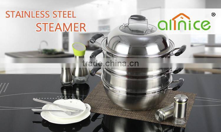 Allnice-3 layers Stainless steel steamer pot with glass lid