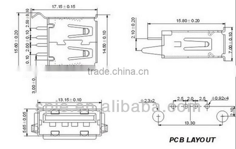 A type 180 DEGREE vertical USB connector