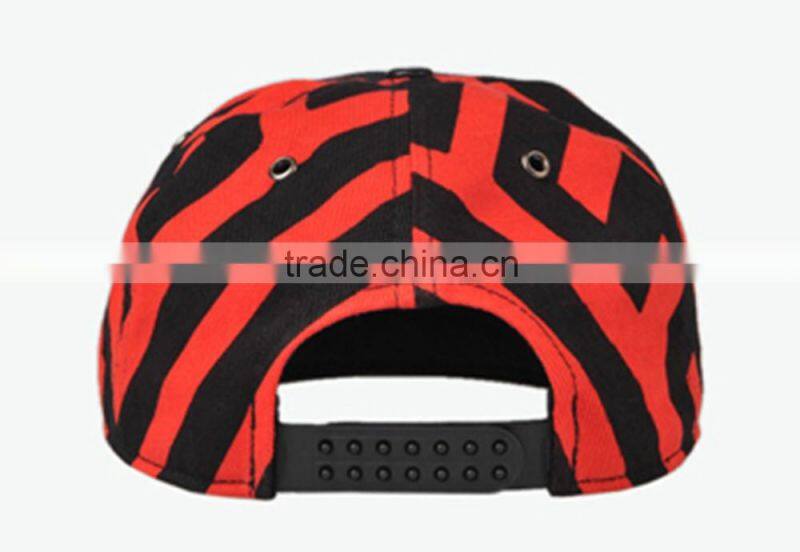 5panel 100% cotton striped leather brim snapback hats