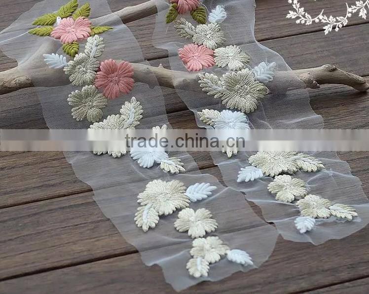 Stereoscopic ribbon embroidery flower