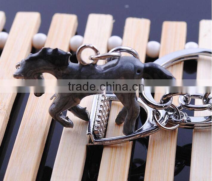 3D racing horsr hard plastic silver metal keychain