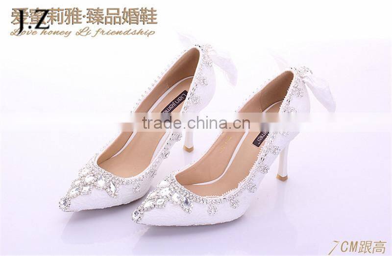 OW19 retail women fresh lace high heel wedding shoes