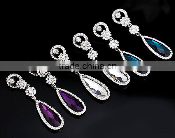 2016classics Drop different color Dimaond Earrings jewelry for yiwu manufactory supplier