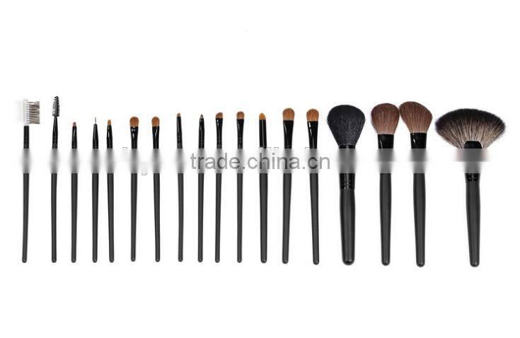 professional quality natural hair makeup brush set, black 18 pcs cosmetic brushes tool