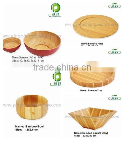 Colorful oval bamboo salad bowl