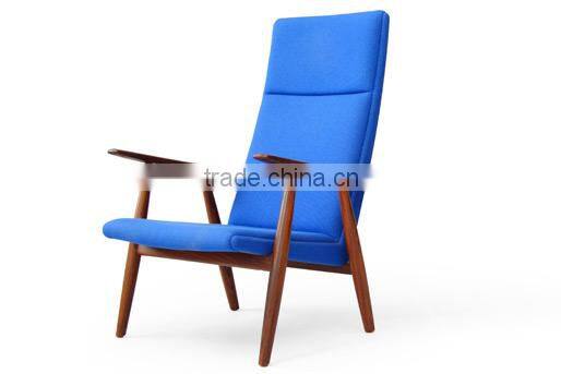 wooden furniture High back soft fabric with wooden legs relaxing chair/living room wood legs with fabric lounge chair