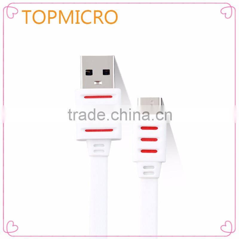 2016 Colorful Noodle Flat Line Speed Charging Type-C to USB 2.0 Data Cable