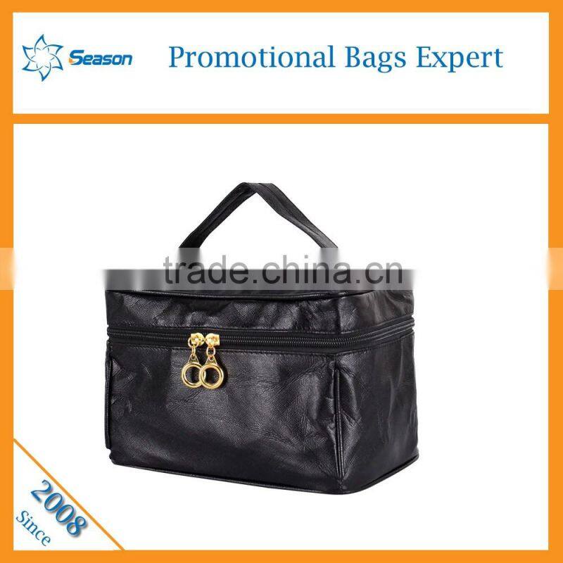 Square ladies daily travel cosmetic bag with mirror