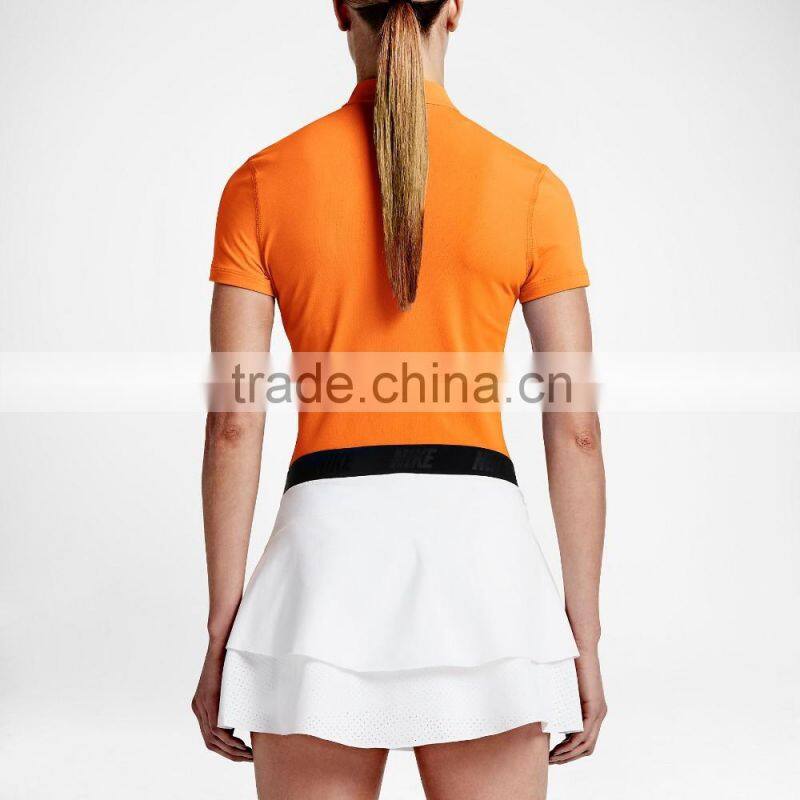 New Style Women's Shadow Stripe Golf Polo Split-V neckline Golf Polo Shirt Custom