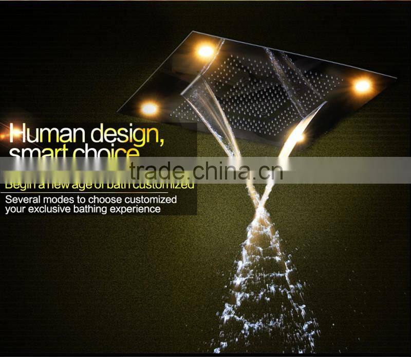 luxury shower system embeded ceiling multifunctional shower mixer bath set with rainfall,waterfall,mist spray,curtain