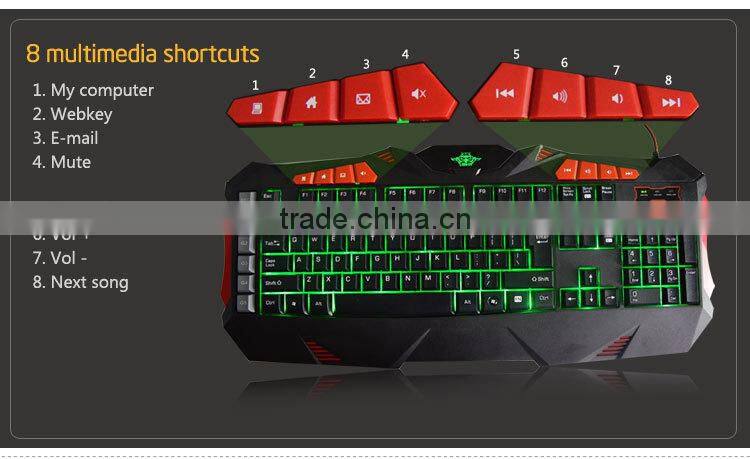 USB Multimedia gaming keyboard mouse with 7 colors LED backlit