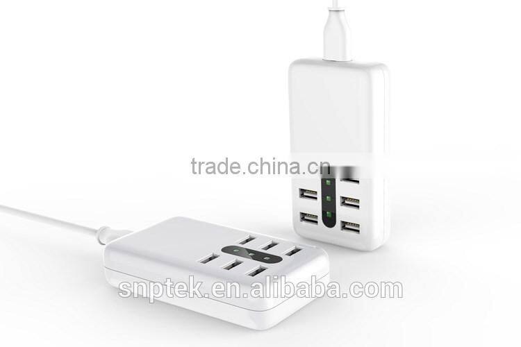 LED light Multiple USB 6 Ports 8.4A Charger Quick USB desktop Charger with crystal sticker for iPhone iPad SamsungGalaxy Pad