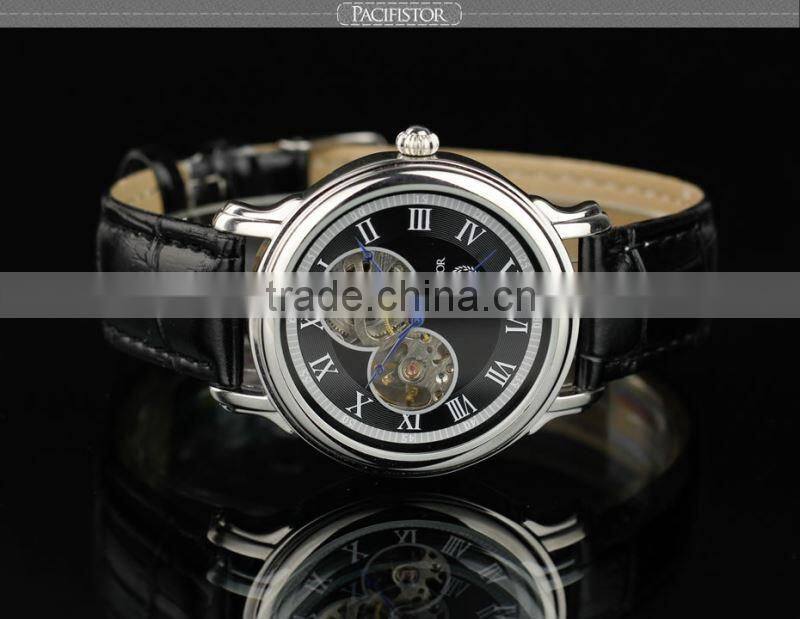 INFANTRY Men's Luxury Mechanical Silver Case Leather Deluxe Watch