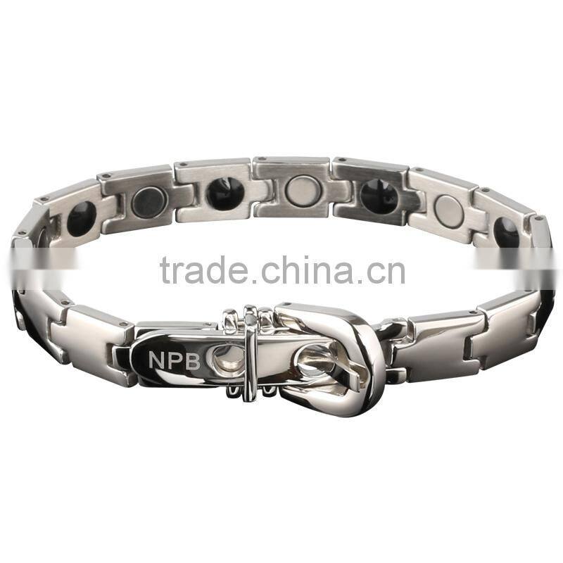 Noproblem P020 FDA scalar energy fashion jewelry magnetic bead power metal charm silver bracelet