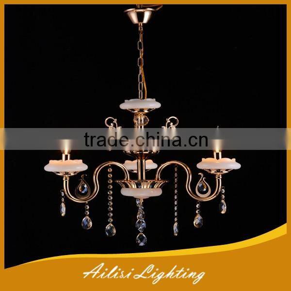 Wholesale High Quality Crystal Candle Chandelier with White Ceramic Plate