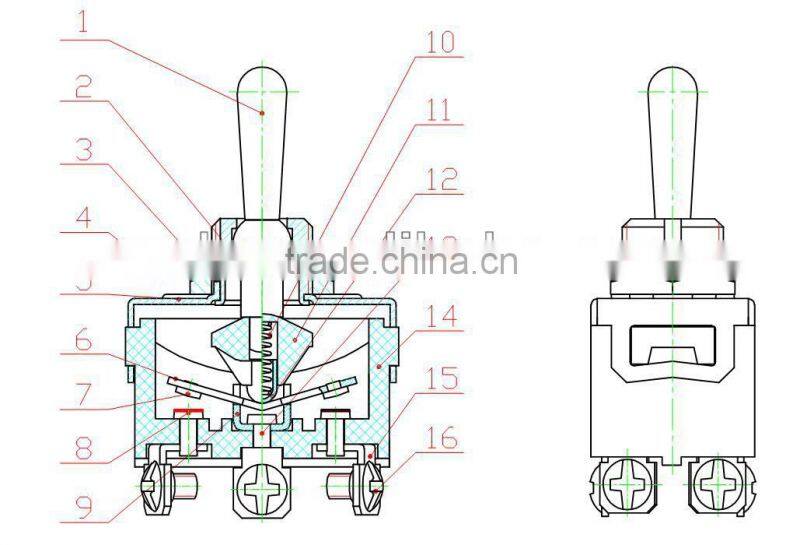 2 pole toggle switch on-off quick connection,12v waterproof toggle switch