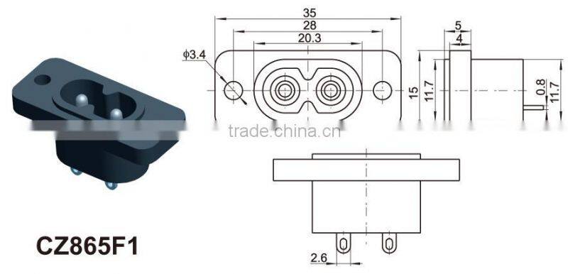 220V AC socket two plug,12v male female switch ac and dc plug connector,