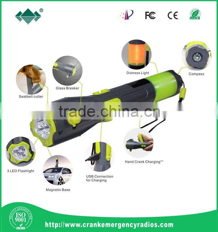 Multi-functional 6 in1 Car Safety Hammer with LED Flashlight for Emergency