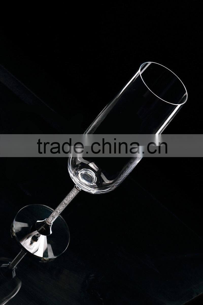 2015 new design lead free clear crystal 270ml wedding champagne glass/wine glass/wine galsses